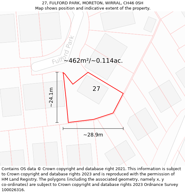 27, FULFORD PARK, MORETON, WIRRAL, CH46 0SH: Plot and title map