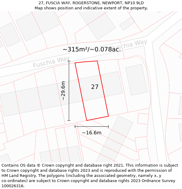 27, FUSCIA WAY, ROGERSTONE, NEWPORT, NP10 9LD: Plot and title map