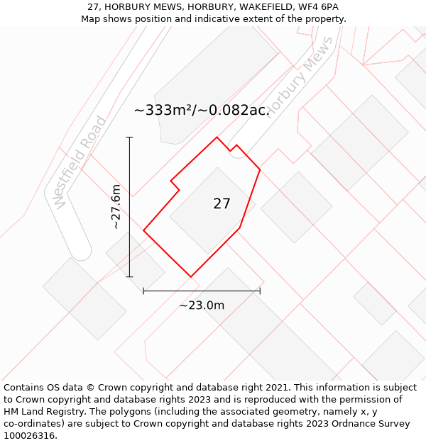 27, HORBURY MEWS, HORBURY, WAKEFIELD, WF4 6PA: Plot and title map