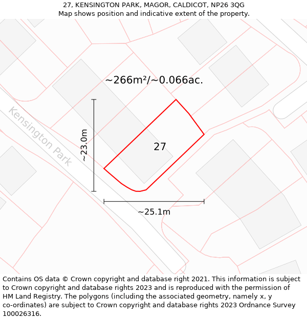 27, KENSINGTON PARK, MAGOR, CALDICOT, NP26 3QG: Plot and title map