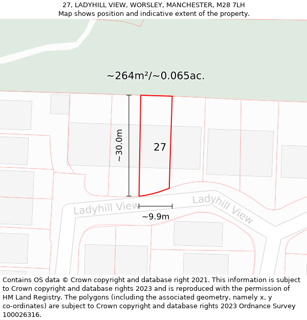 27, LADYHILL VIEW, WORSLEY, MANCHESTER, M28 7LH: Plot and title map