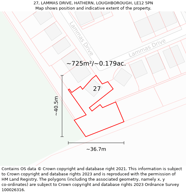 27, LAMMAS DRIVE, HATHERN, LOUGHBOROUGH, LE12 5PN: Plot and title map