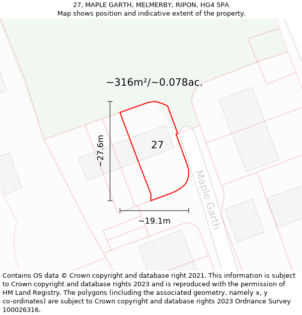 27, MAPLE GARTH, MELMERBY, RIPON, HG4 5PA: Plot and title map