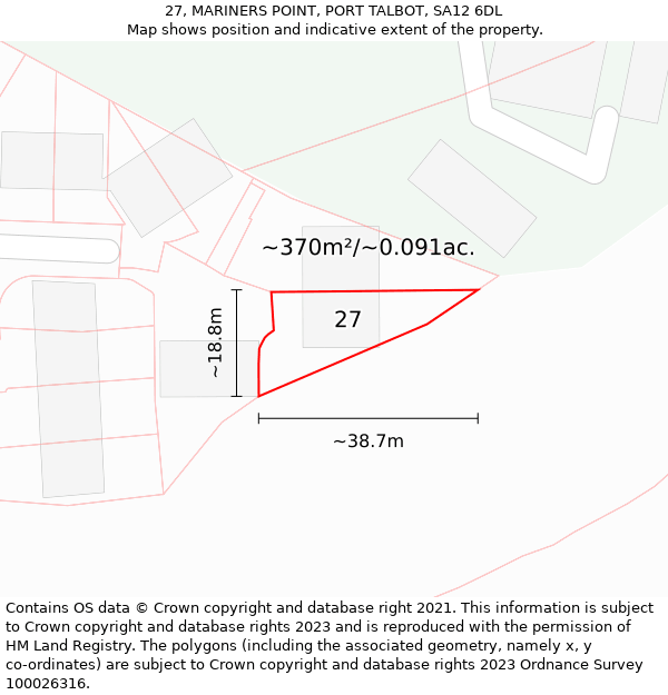 27, MARINERS POINT, PORT TALBOT, SA12 6DL: Plot and title map