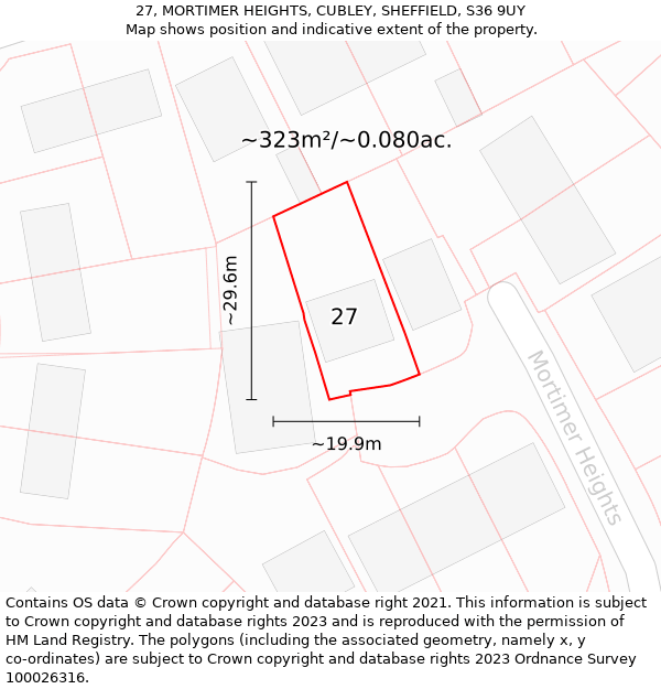 27, MORTIMER HEIGHTS, CUBLEY, SHEFFIELD, S36 9UY: Plot and title map