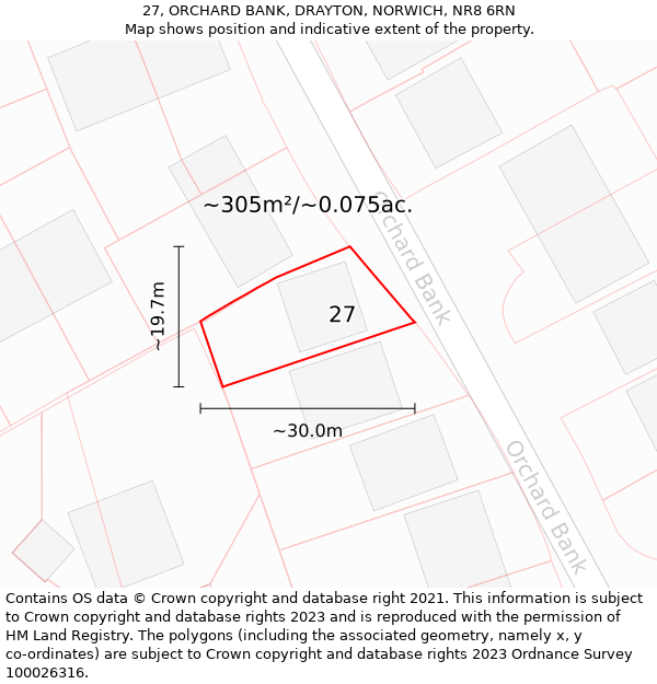 27, ORCHARD BANK, DRAYTON, NORWICH, NR8 6RN: Plot and title map