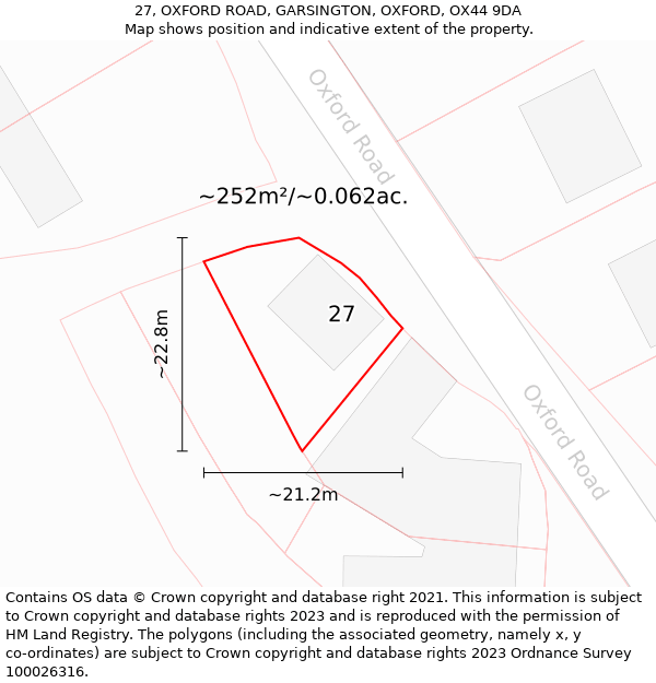 27, OXFORD ROAD, GARSINGTON, OXFORD, OX44 9DA: Plot and title map