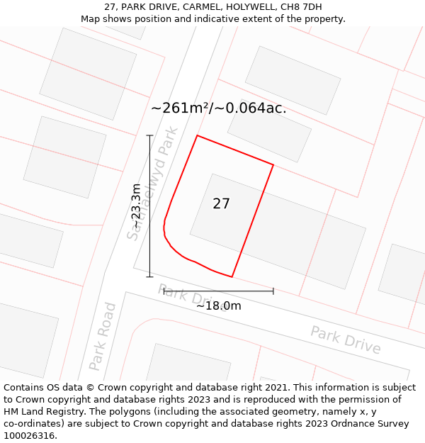 27, PARK DRIVE, CARMEL, HOLYWELL, CH8 7DH: Plot and title map