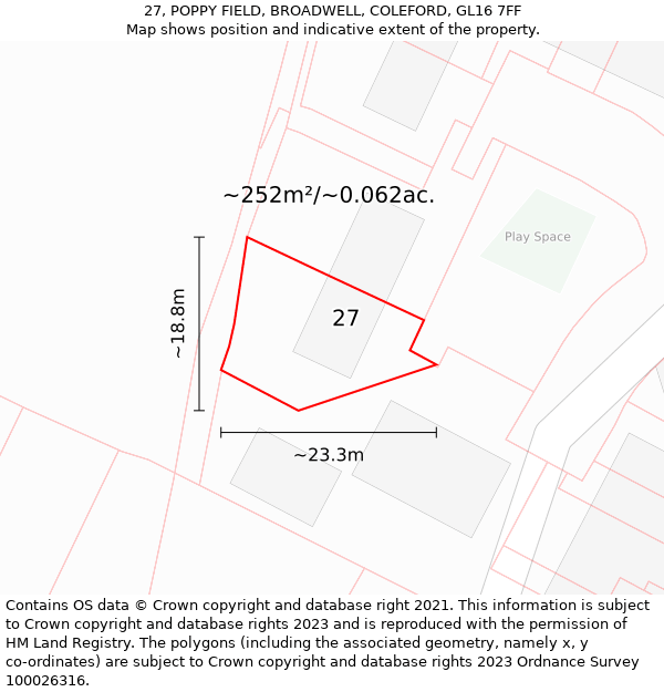 27, POPPY FIELD, BROADWELL, COLEFORD, GL16 7FF: Plot and title map