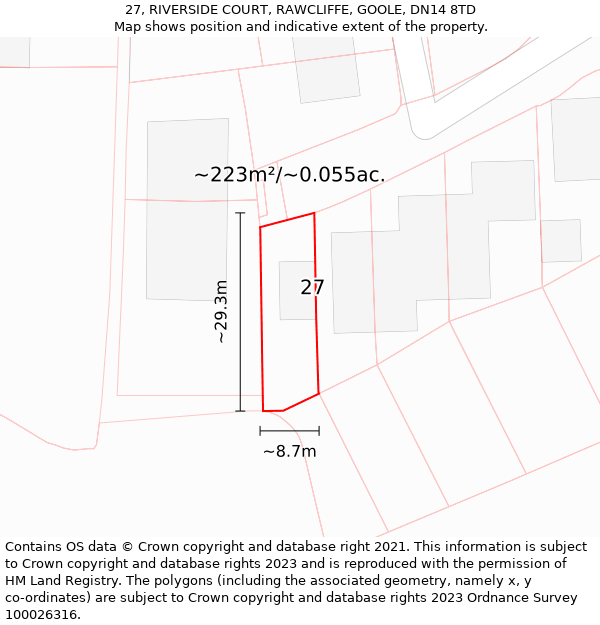 27, RIVERSIDE COURT, RAWCLIFFE, GOOLE, DN14 8TD: Plot and title map