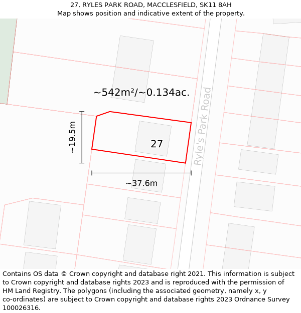 27, RYLES PARK ROAD, MACCLESFIELD, SK11 8AH: Plot and title map