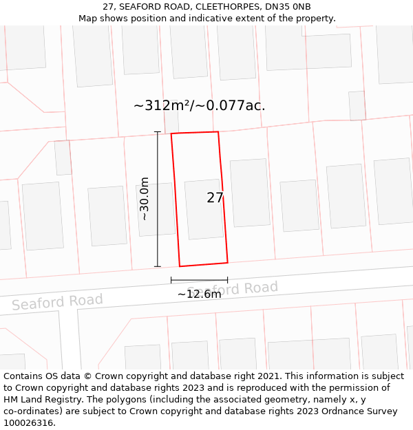 27, SEAFORD ROAD, CLEETHORPES, DN35 0NB: Plot and title map