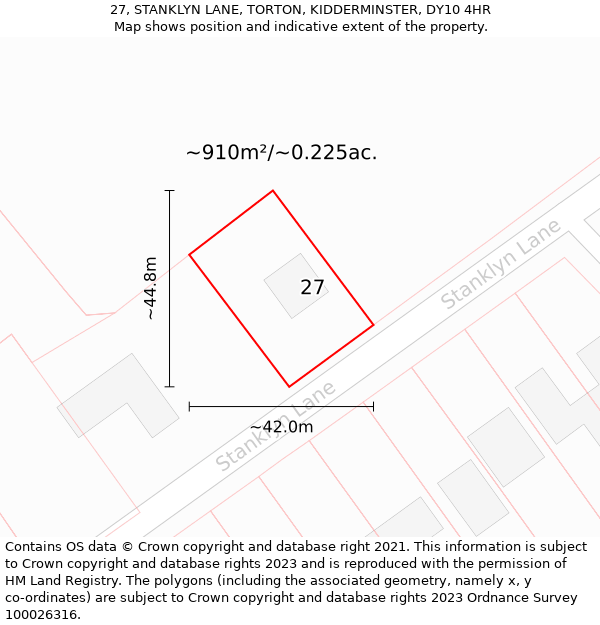 27, STANKLYN LANE, TORTON, KIDDERMINSTER, DY10 4HR: Plot and title map