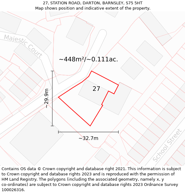 27, STATION ROAD, DARTON, BARNSLEY, S75 5HT: Plot and title map