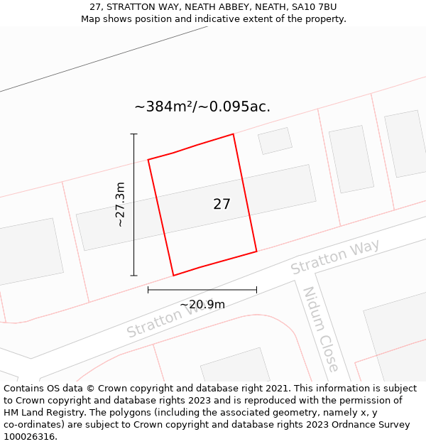 27, STRATTON WAY, NEATH ABBEY, NEATH, SA10 7BU: Plot and title map