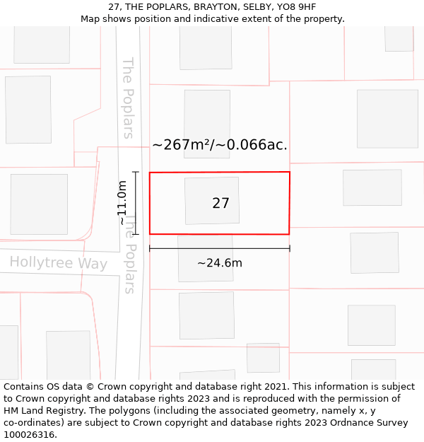 27, THE POPLARS, BRAYTON, SELBY, YO8 9HF: Plot and title map