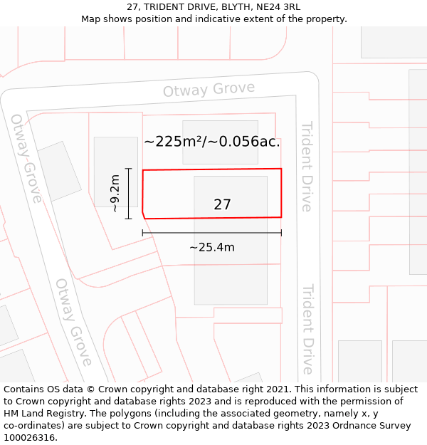 27, TRIDENT DRIVE, BLYTH, NE24 3RL: Plot and title map