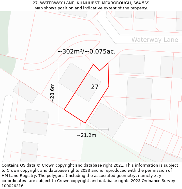 27, WATERWAY LANE, KILNHURST, MEXBOROUGH, S64 5SS: Plot and title map