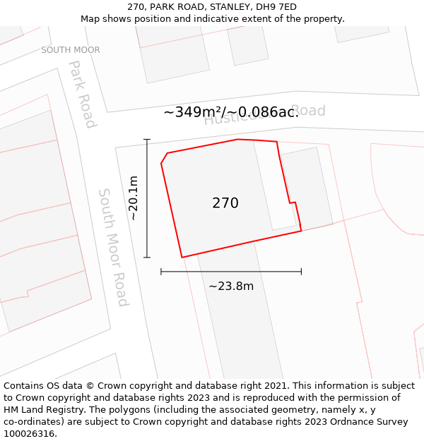 270, PARK ROAD, STANLEY, DH9 7ED: Plot and title map