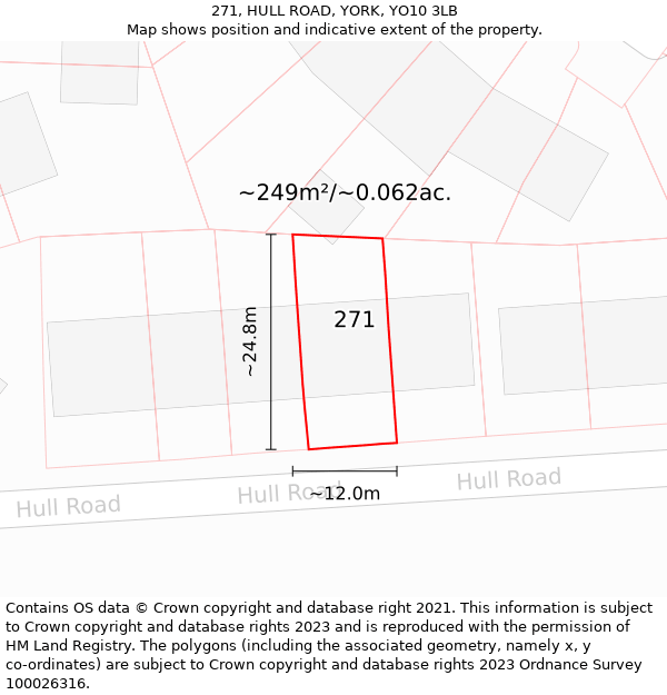 271, HULL ROAD, YORK, YO10 3LB: Plot and title map