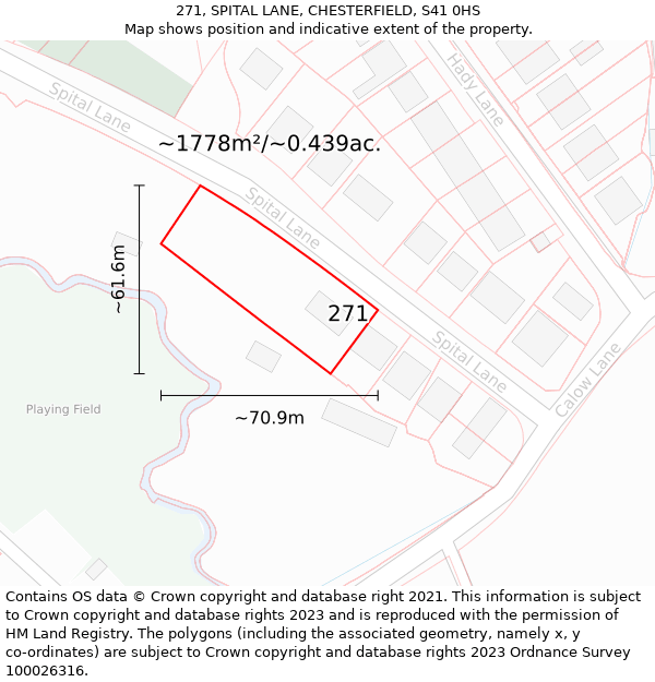 271, SPITAL LANE, CHESTERFIELD, S41 0HS: Plot and title map