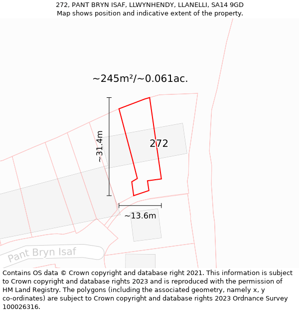 272, PANT BRYN ISAF, LLWYNHENDY, LLANELLI, SA14 9GD: Plot and title map