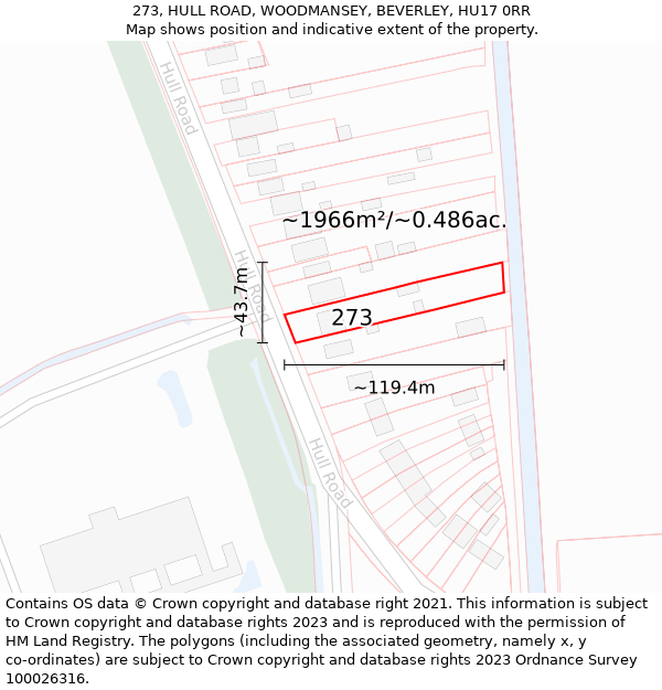 273, HULL ROAD, WOODMANSEY, BEVERLEY, HU17 0RR: Plot and title map