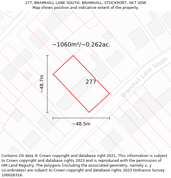 277, BRAMHALL LANE SOUTH, BRAMHALL, STOCKPORT, SK7 3DW: Plot and title map