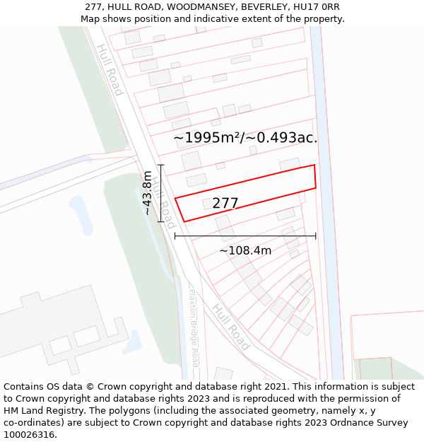277, HULL ROAD, WOODMANSEY, BEVERLEY, HU17 0RR: Plot and title map
