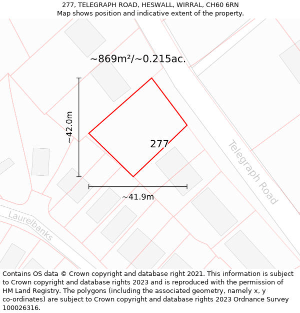 277, TELEGRAPH ROAD, HESWALL, WIRRAL, CH60 6RN: Plot and title map