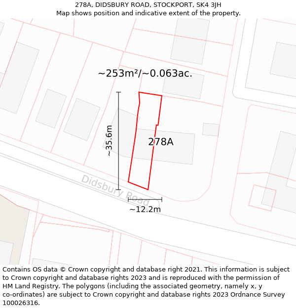 278A, DIDSBURY ROAD, STOCKPORT, SK4 3JH: Plot and title map