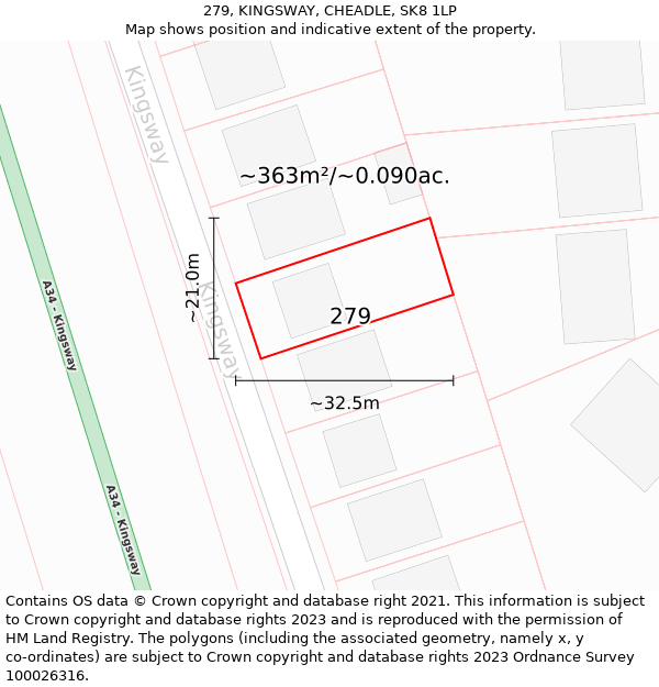 279, KINGSWAY, CHEADLE, SK8 1LP: Plot and title map