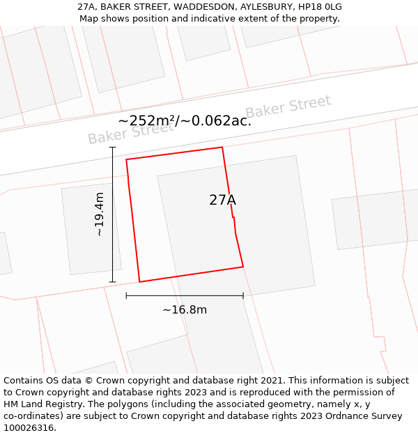 27A, BAKER STREET, WADDESDON, AYLESBURY, HP18 0LG: Plot and title map