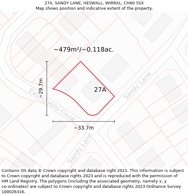 27A, SANDY LANE, HESWALL, WIRRAL, CH60 5SX: Plot and title map