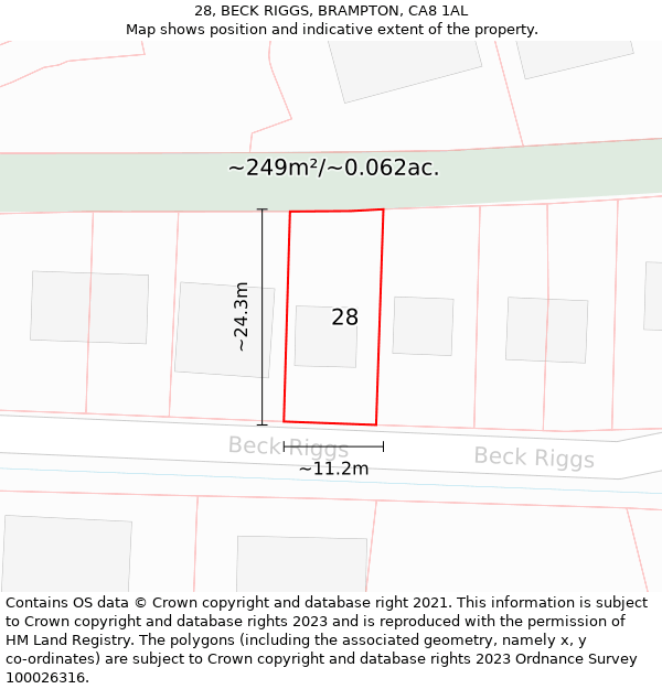 28, BECK RIGGS, BRAMPTON, CA8 1AL: Plot and title map