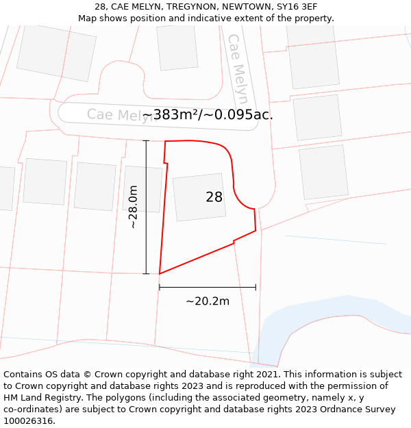 28, CAE MELYN, TREGYNON, NEWTOWN, SY16 3EF: Plot and title map