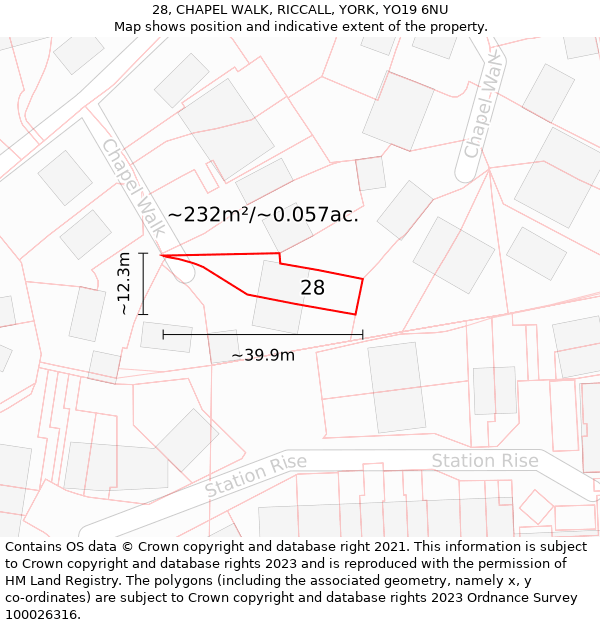 28, CHAPEL WALK, RICCALL, YORK, YO19 6NU: Plot and title map