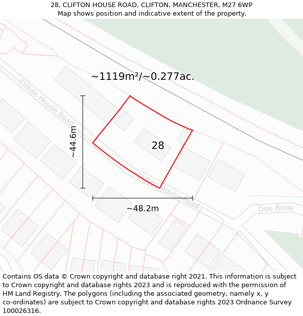 28, CLIFTON HOUSE ROAD, CLIFTON, MANCHESTER, M27 6WP: Plot and title map