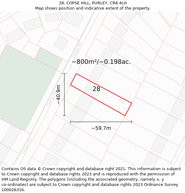 28, COPSE HILL, PURLEY, CR8 4LH: Plot and title map