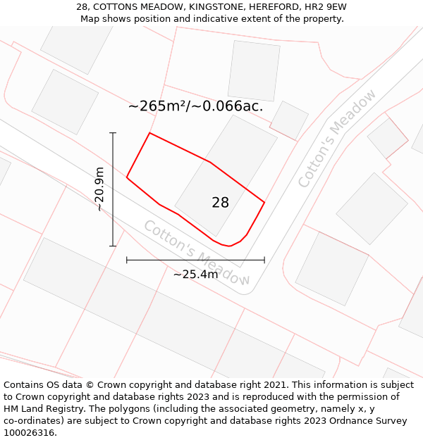 28, COTTONS MEADOW, KINGSTONE, HEREFORD, HR2 9EW: Plot and title map