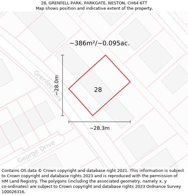 28, GRENFELL PARK, PARKGATE, NESTON, CH64 6TT: Plot and title map