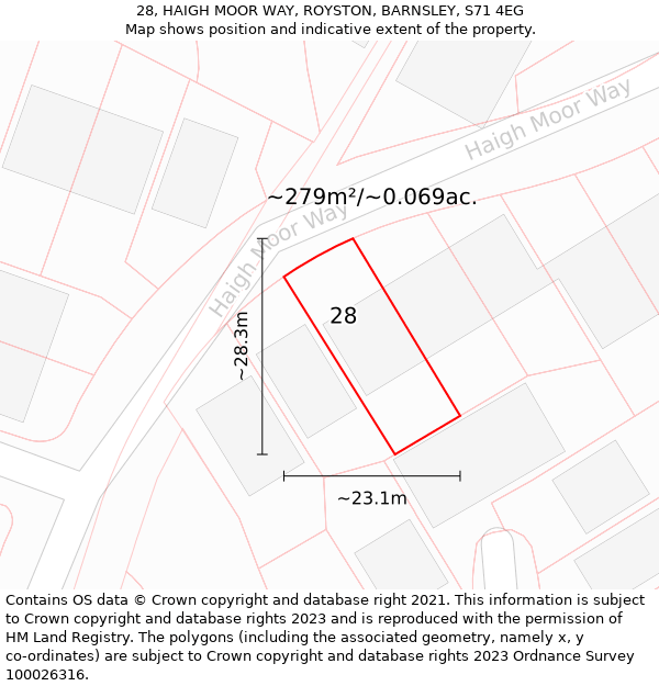 28, HAIGH MOOR WAY, ROYSTON, BARNSLEY, S71 4EG: Plot and title map