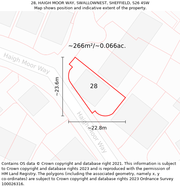 28, HAIGH MOOR WAY, SWALLOWNEST, SHEFFIELD, S26 4SW: Plot and title map