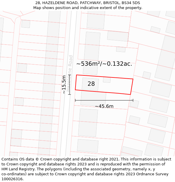 28, HAZELDENE ROAD, PATCHWAY, BRISTOL, BS34 5DS: Plot and title map