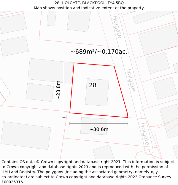 28, HOLGATE, BLACKPOOL, FY4 5BQ: Plot and title map