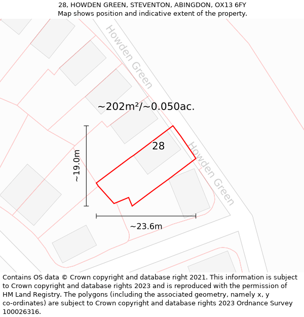 28, HOWDEN GREEN, STEVENTON, ABINGDON, OX13 6FY: Plot and title map