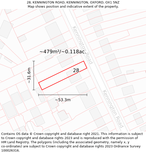 28, KENNINGTON ROAD, KENNINGTON, OXFORD, OX1 5NZ: Plot and title map