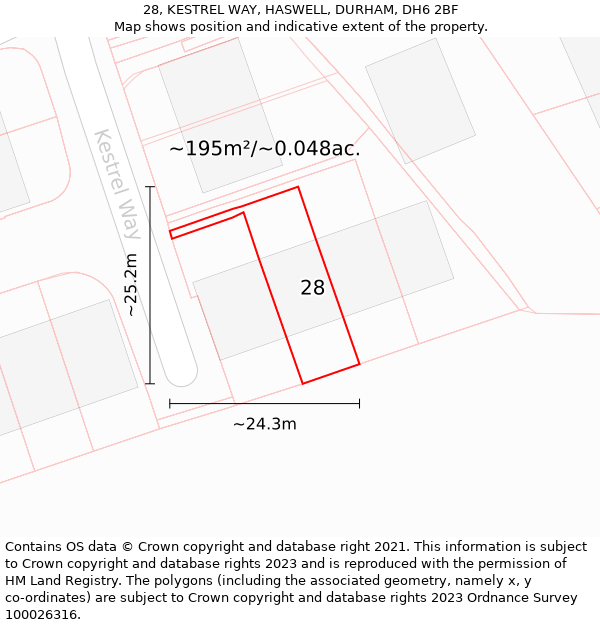 28, KESTREL WAY, HASWELL, DURHAM, DH6 2BF: Plot and title map