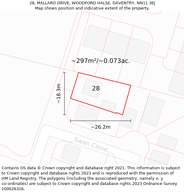 28, MALLARD DRIVE, WOODFORD HALSE, DAVENTRY, NN11 3EJ: Plot and title map