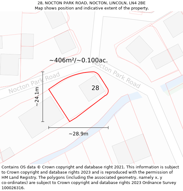 28, NOCTON PARK ROAD, NOCTON, LINCOLN, LN4 2BE: Plot and title map